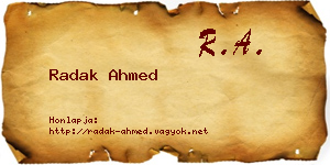 Radak Ahmed névjegykártya